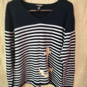 Nortonstudio Navy and White Striped Sweater 100 Percent Cotton Size Large